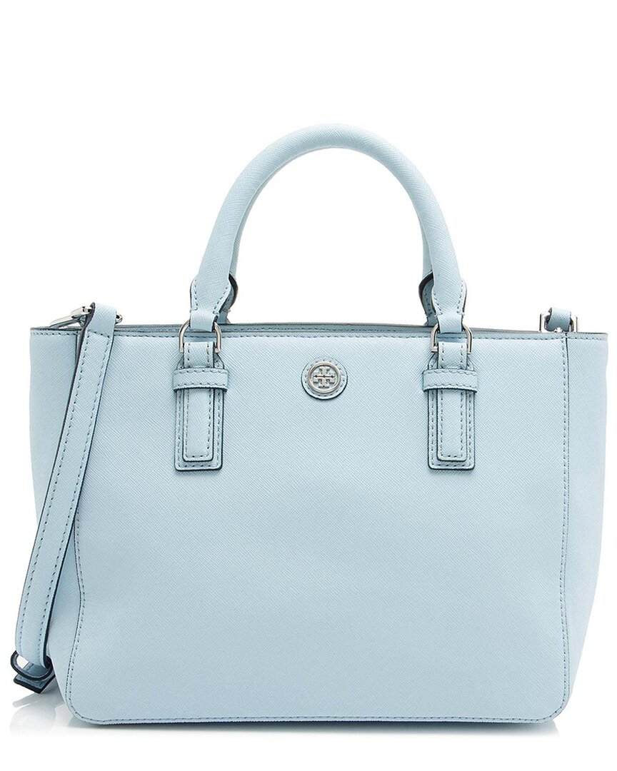 Tory Burch Blue Leather Robinson Mico Double-zip Tote (authentic Pre-loved)