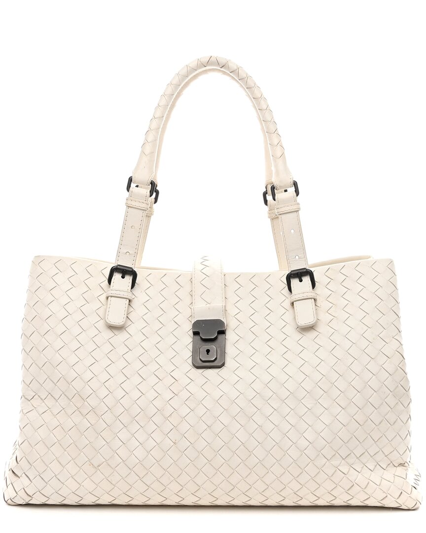 Bottega Veneta White Intrecciato Leather Medium Roma Tote (authentic Pre-  Loved)