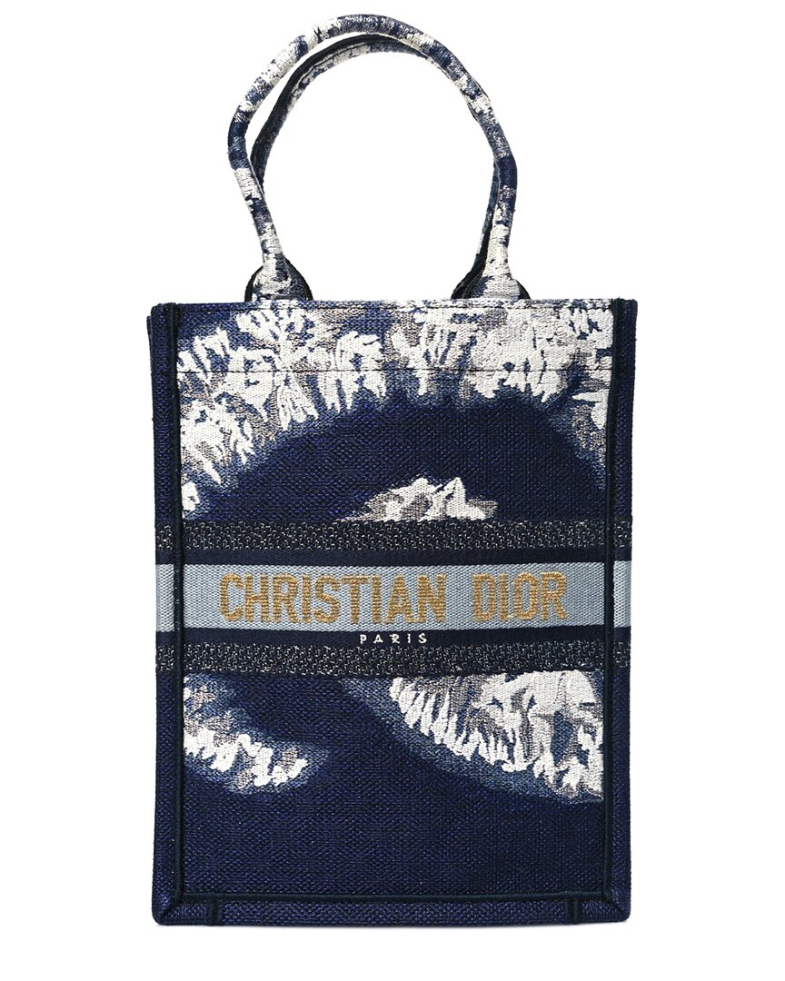 Dior Blue Canvas Tie-dye Vertical Book Tote (authentic Pre-loved) In Blue