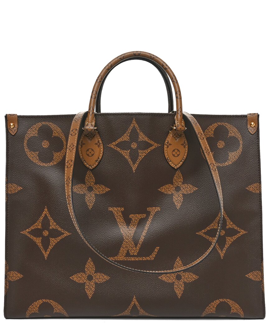 Pre-owned Louis Vuitton Brown Monogram Reverse Coated Canvas Onthego Gm (authentic Pre-  Loved)
