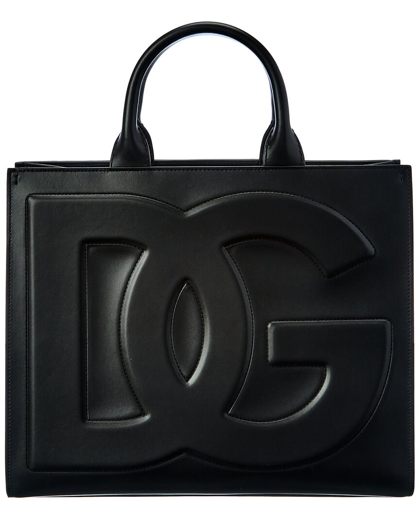 Dolce & Gabbana Dg Daily Medium Leather Tote In Black