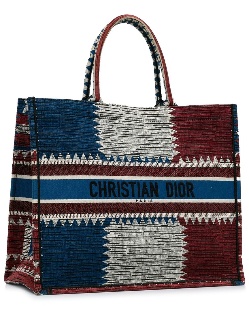 Dior Blue Leather Large French Flag Book Tote (authentic Pre-loved)