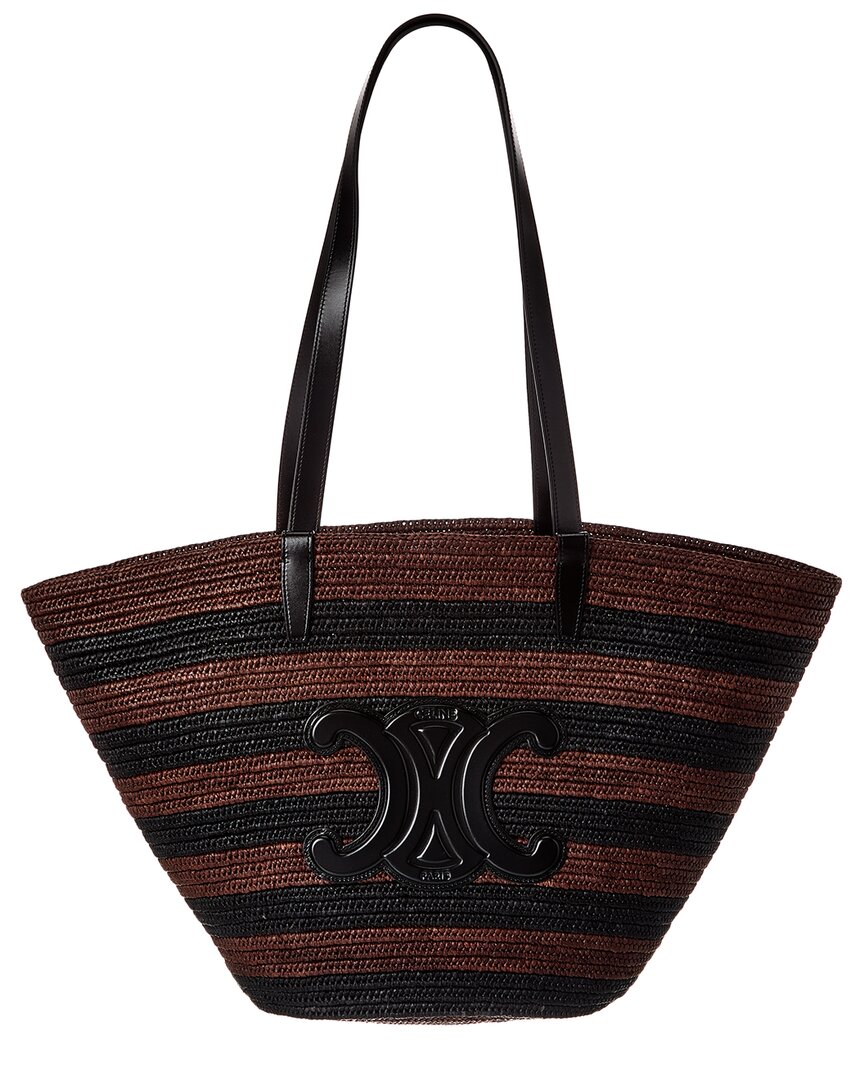 Celine Classic Panier Raffia & Leather Tote