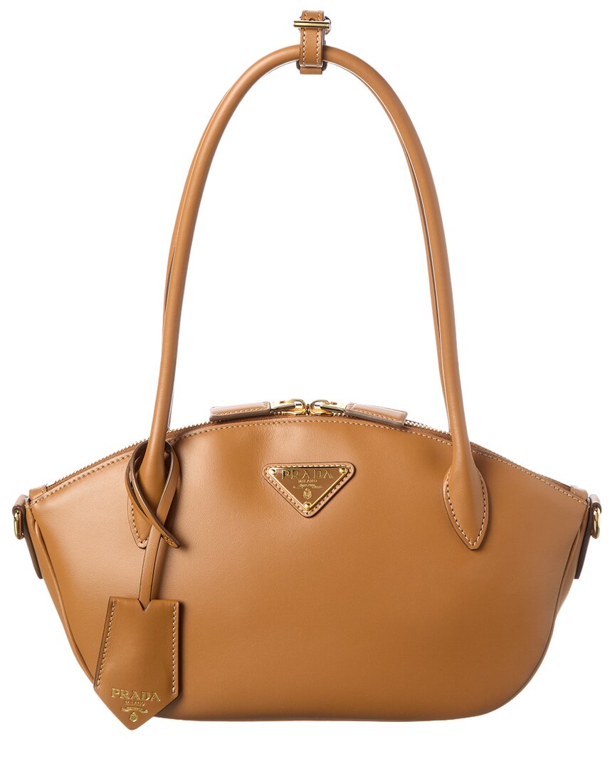 Prada Small Leather Handbag In Brown