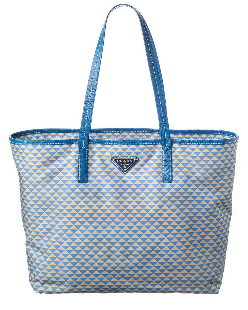 Prada Light Blue Bag In Printed Re-nylon In Blue