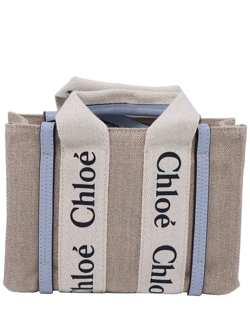 Chloé Beige Canvas Mini Woody Tote Bag (authentic Pre-loved)