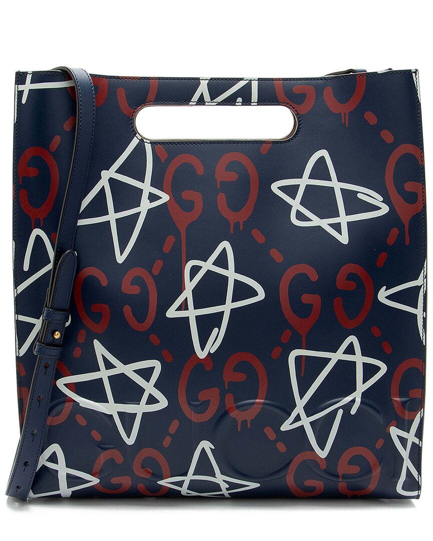 Gucci Blue Leather Ghost Medium Tote (authentic Pre-loved)