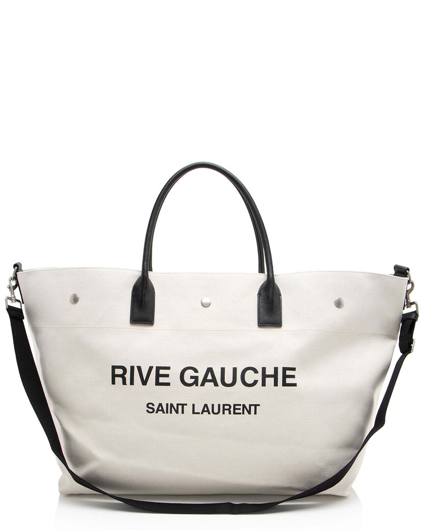 Saint Laurent Brown Canvas Rive Gauche Maxi Tote (authentic Pre-loved)