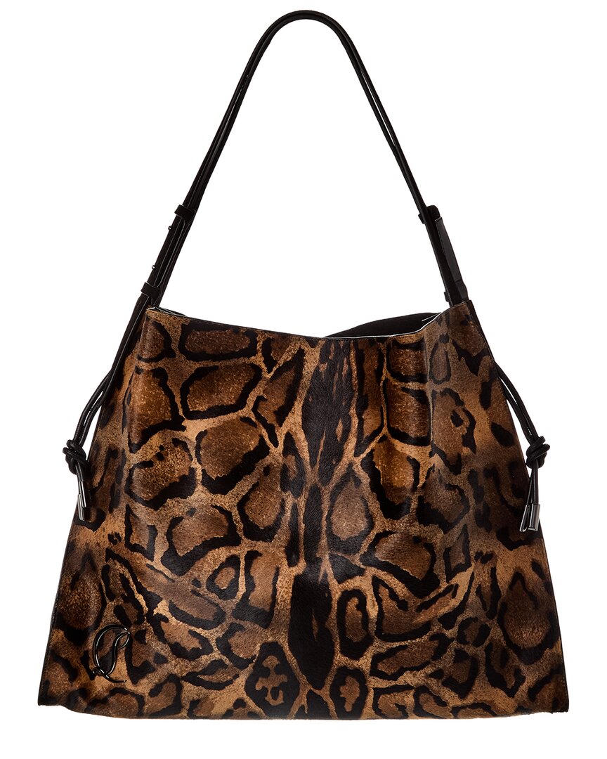 Christian Louboutin Baggy Haircalf & Leather Tote In Brown