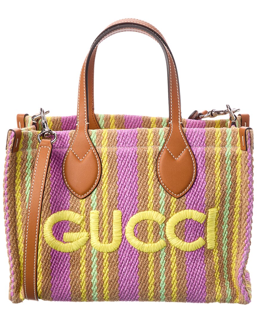 Gucci Small Jute & Leather Tote Women's Ns | eBay
