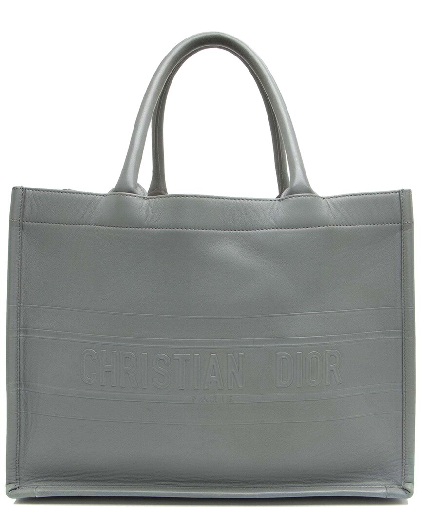 Dior Grey Calfskin Small Book Tote (authentic Pre-loved)