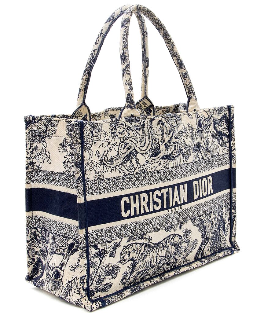 Dior Blue Canvas Toile De Jouy Small Book Tote (authentic Pre-loved)