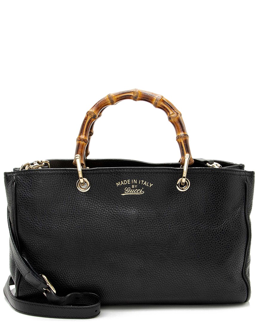 Gucci Black Leather Bamboo Medium Shopper Tote (authentic Pre-loved)