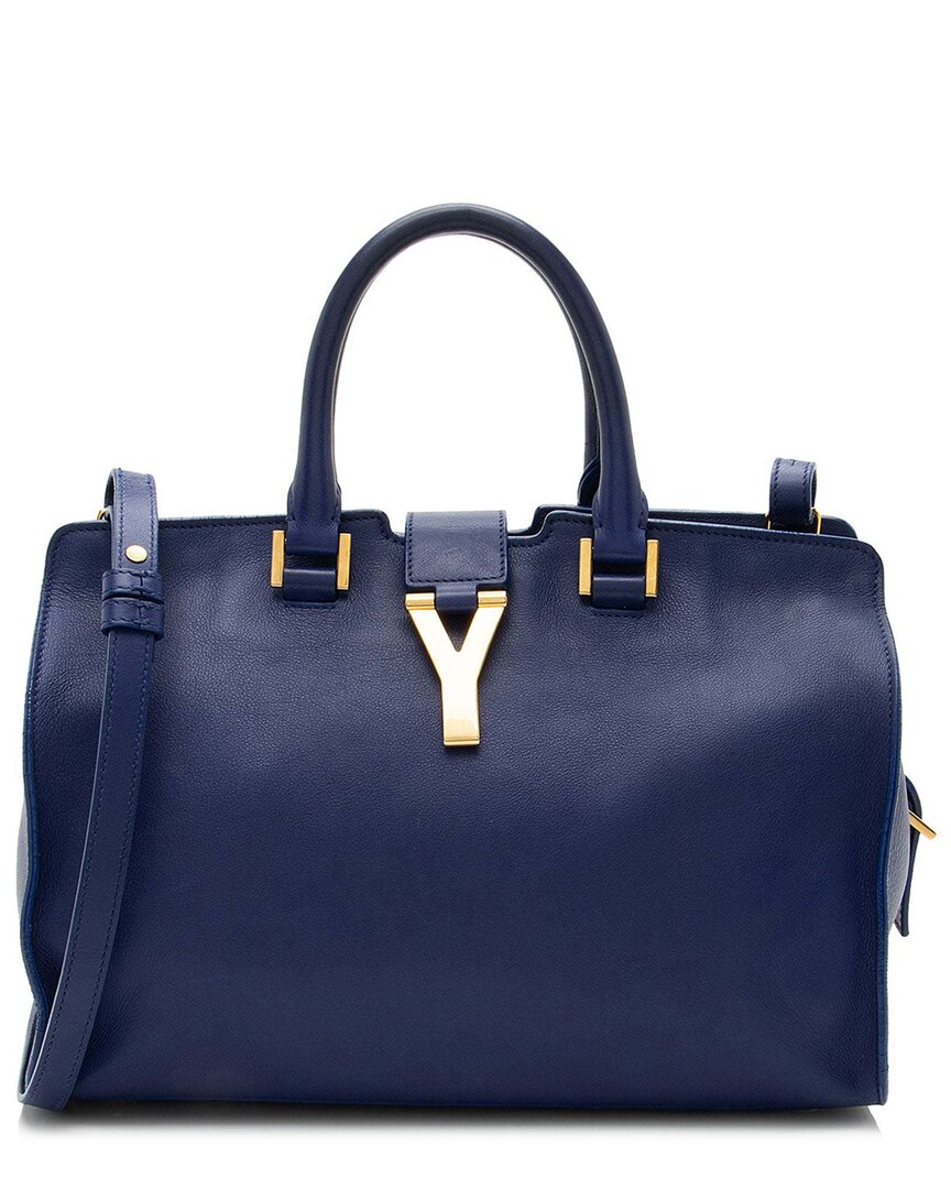 Saint Laurent Blue Calfskin Cabas Chyc Small Tote (authentic Pre-loved)