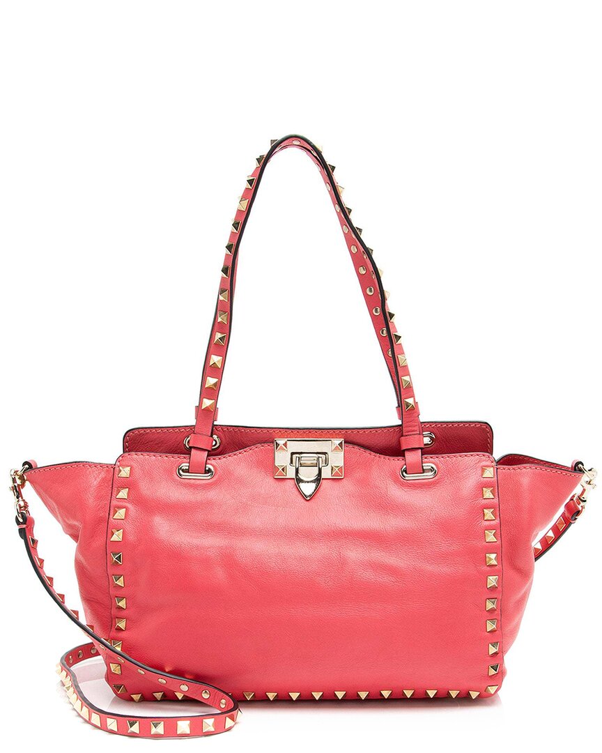 Valentino Pink Leather Rockstud Small Tote (authentic Pre-loved)