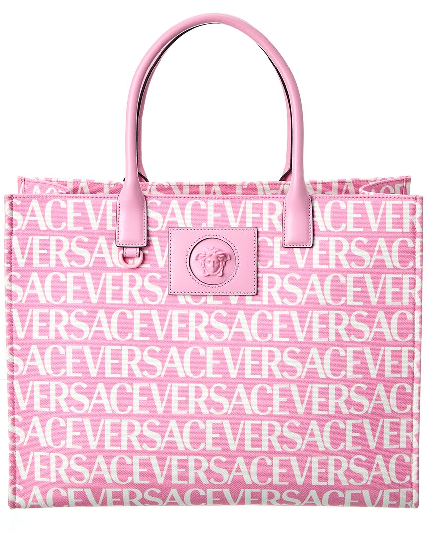 VERSACE LA MEDUSA CANVAS & LEATHER TOTE