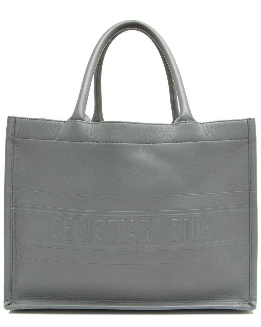 Dior Grey Calfskin Small Book Tote (authentic Pre-loved)