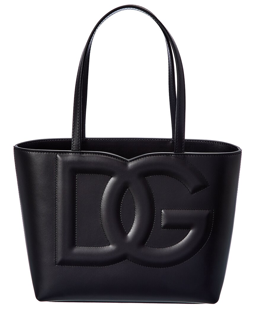 Dolce & Gabbana Dg Logo Medium Leather Tote In Black
