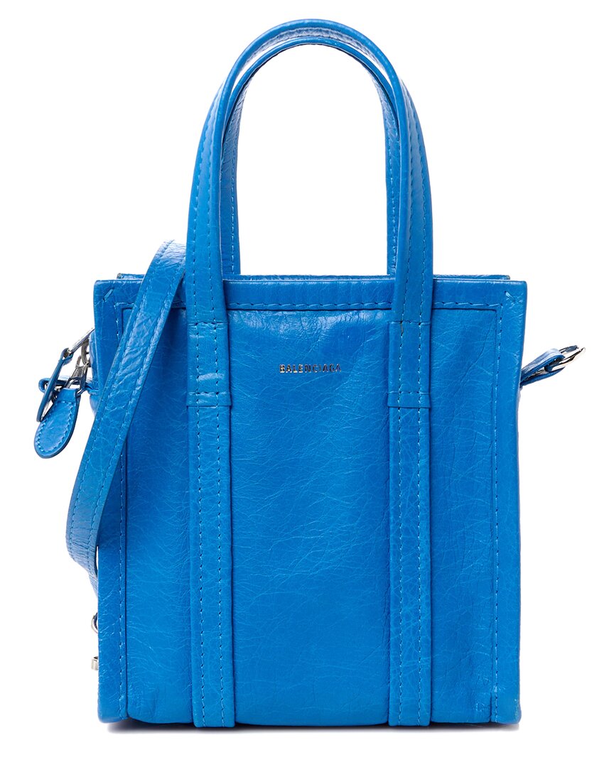 Balenciaga Electric Blue Leather Agneau Xxs Bazar Shopper Tote (authentic Pre-  Loved)