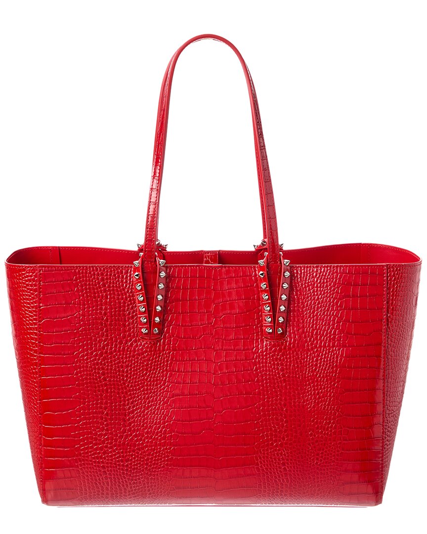 Christian Louboutin Cabata Croc-embossed Leather Tote In Red
