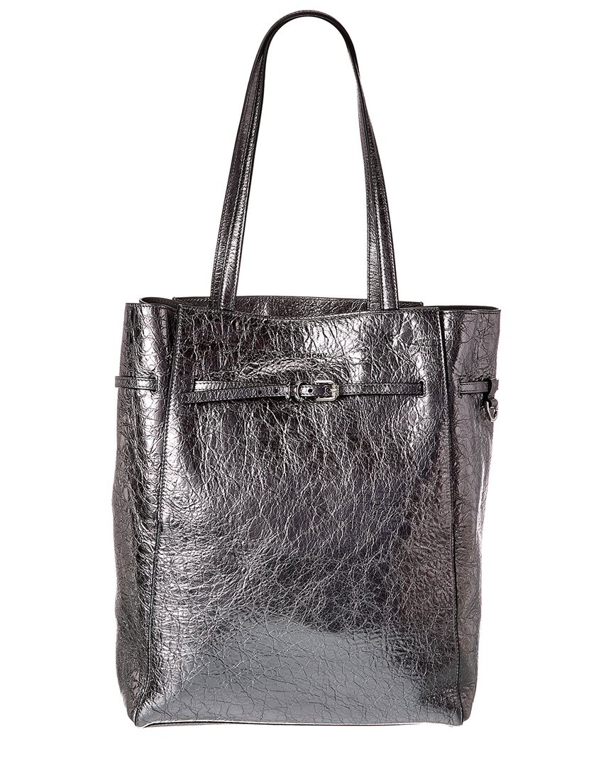 Givenchy North South Medium Leather Tote In Silver