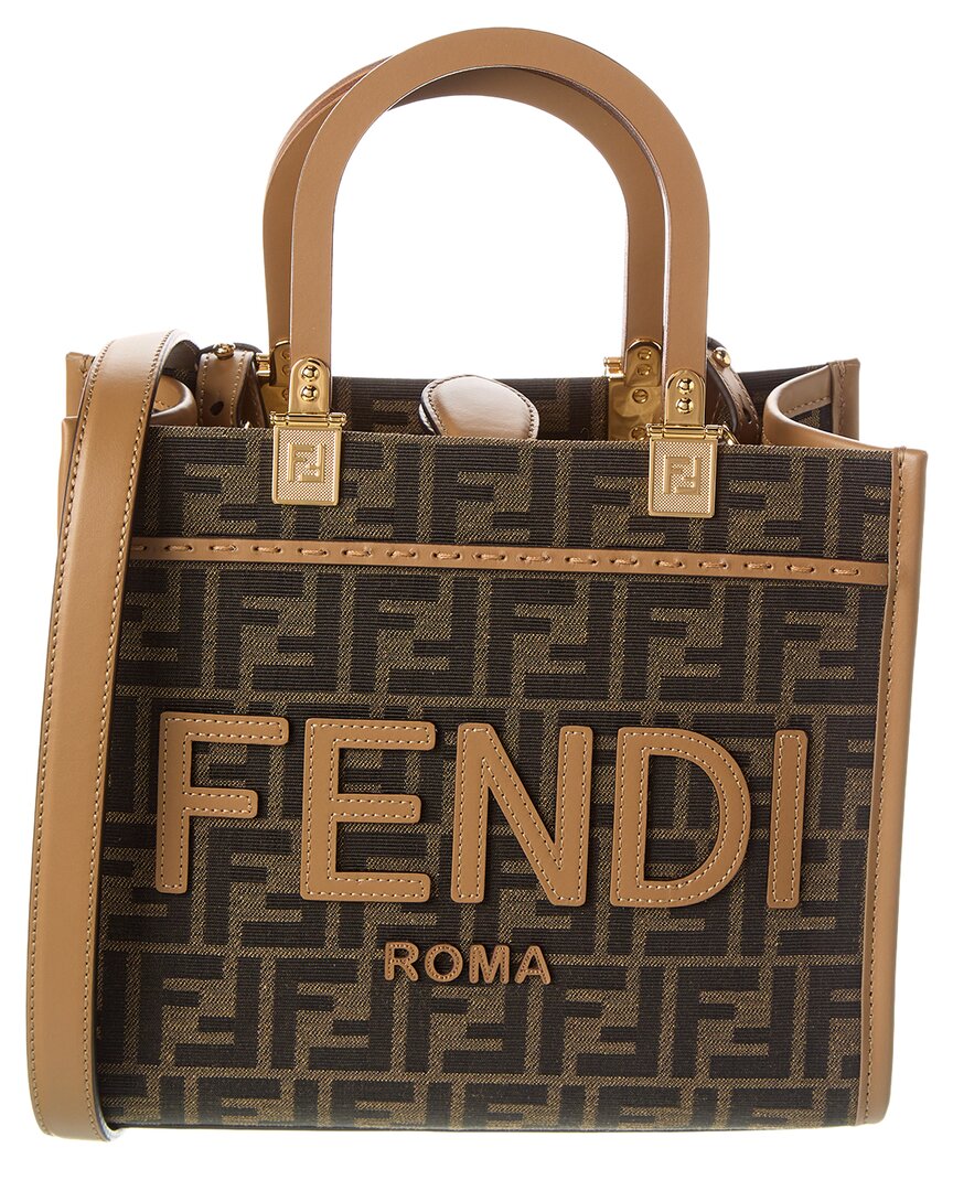 Fendi Women Sunshine Jacquard Tote Bag In Brown