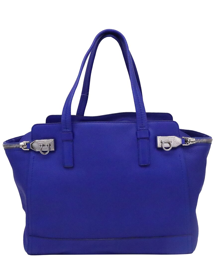 Ferragamo Blue Leather Large Verve Tote (authentic Pre-loved)