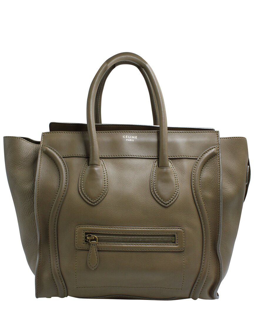 Celine Brown Leather Mini Luggage Tote (authentic Pre-loved) In Gray