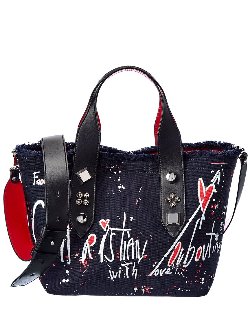 CHRISTIAN LOUBOUTIN FRANGIBUS SMALL CANVAS & LEATHER TOTE