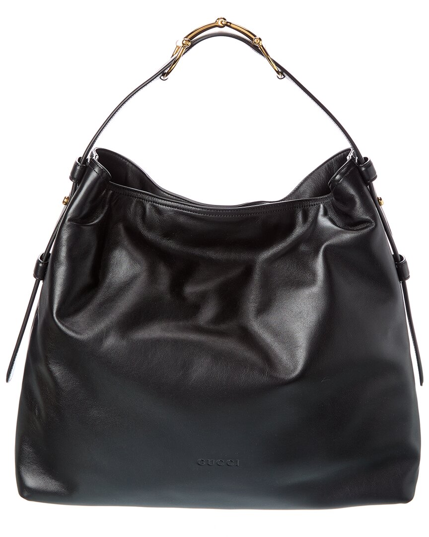 Gucci Beatrix Large Leather Tote In Black