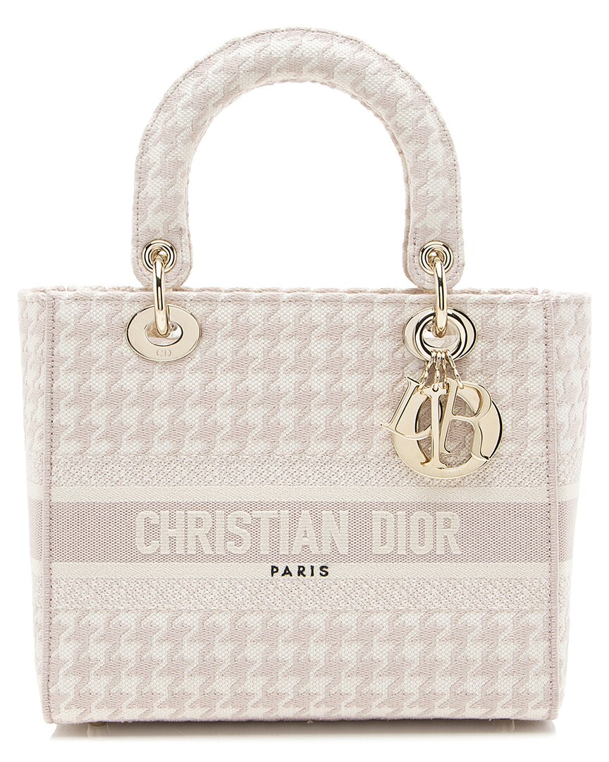 Dior Pink & White Canvas & Embroidery Lady D-lite Medium Tote (authentic Pre-  Loved) In Neutral