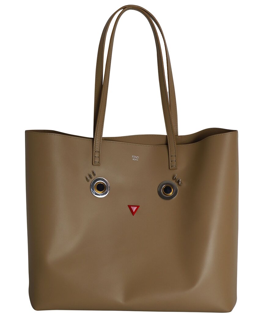 Fendi Brown Leather Hypnoteyes Shopping Tote (authentic Pre-loved)