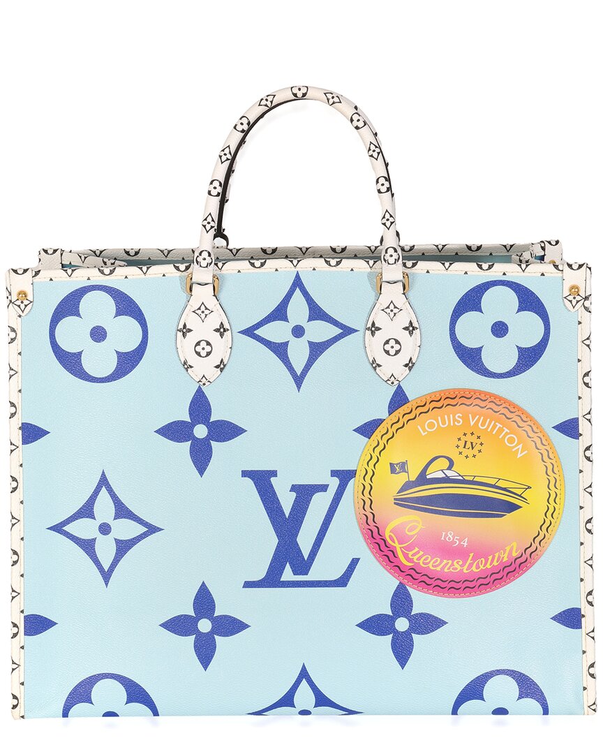LOUIS VUITTON Pre-owned Blue/white Monogram Giant Coated Canvas Queenstown Onthego Gm (authentic Pre-loved)