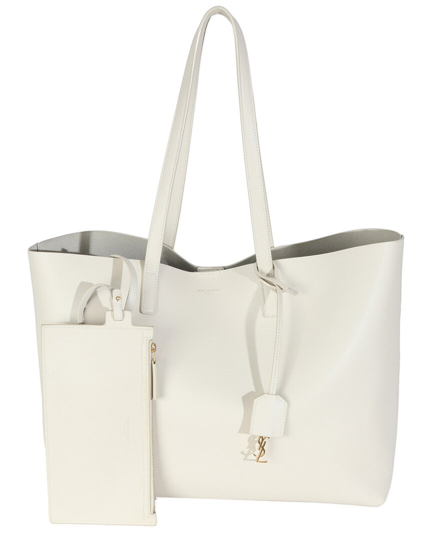 Saint Laurent Beige/neutral Leather Large Shopping Tote (authentic Pre-loved) In Pattern