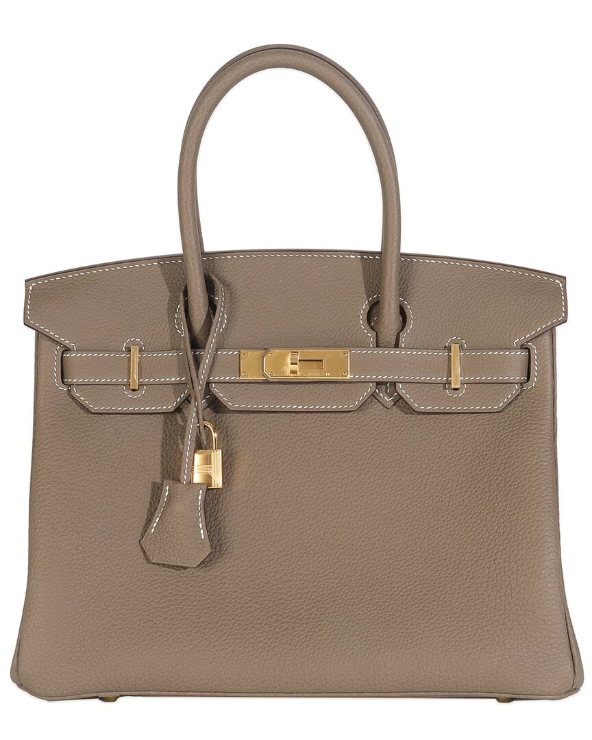 Pre-owned Hermes Hermès Beige/grey Etoupe Togo Birkin 30 Ghw (authentic Pre-loved)