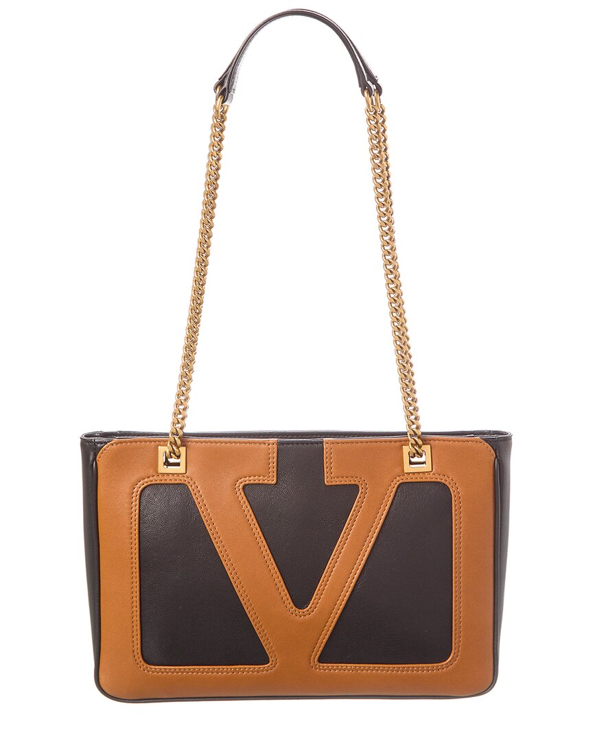 Valentino Superstar Rectangular Chain Handle Shoulder Bag In Brown