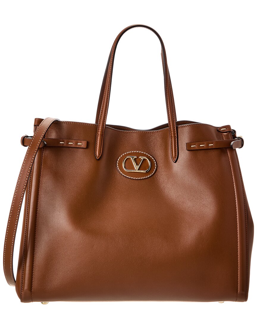 Valentino Antibes Medium Leather Tote In Brown