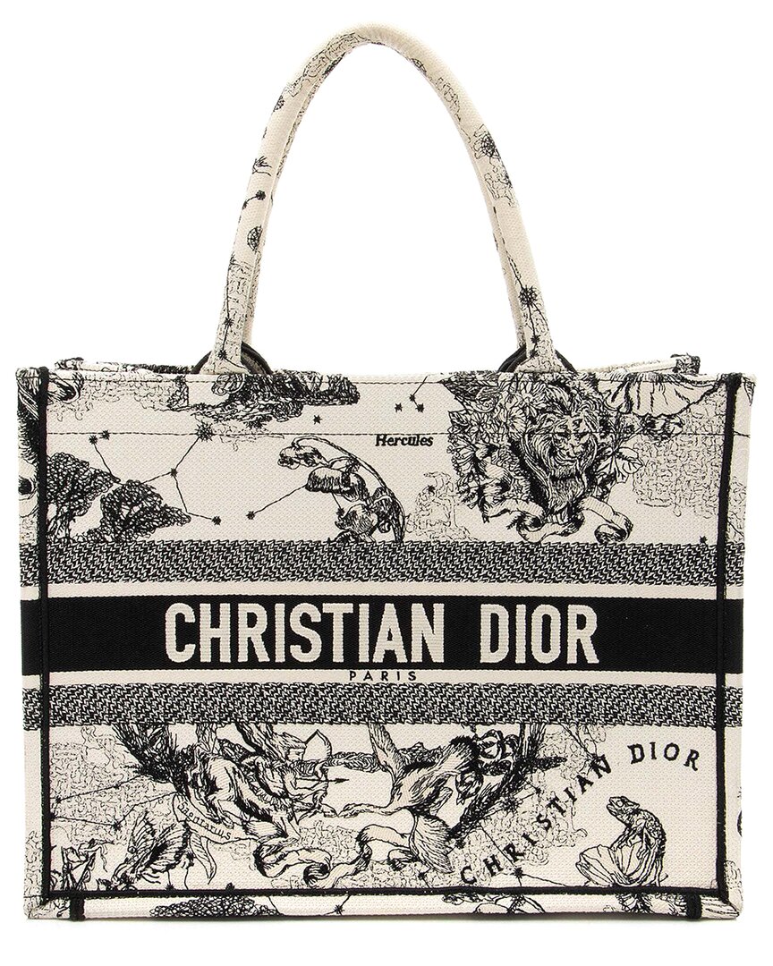 Dior Beige Canvas Zodiac Toile De Jouy Medium Book Tote (authentic Pre-loved)