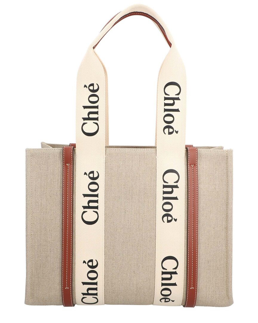 Chloé Linen Medium Woody Tote, Never Carried (authentic Pre-loved)