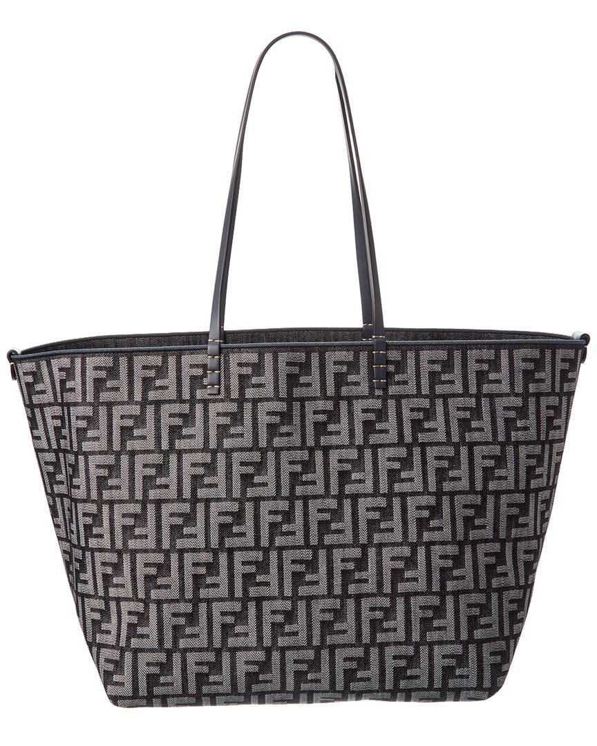 Fendi Roll Large Ff Denim & Leather Tote Women's Blue | eBay