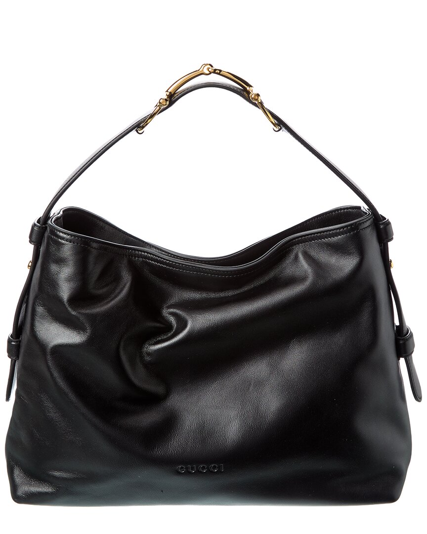 Gucci Beatrix Medium Leather Tote In Black