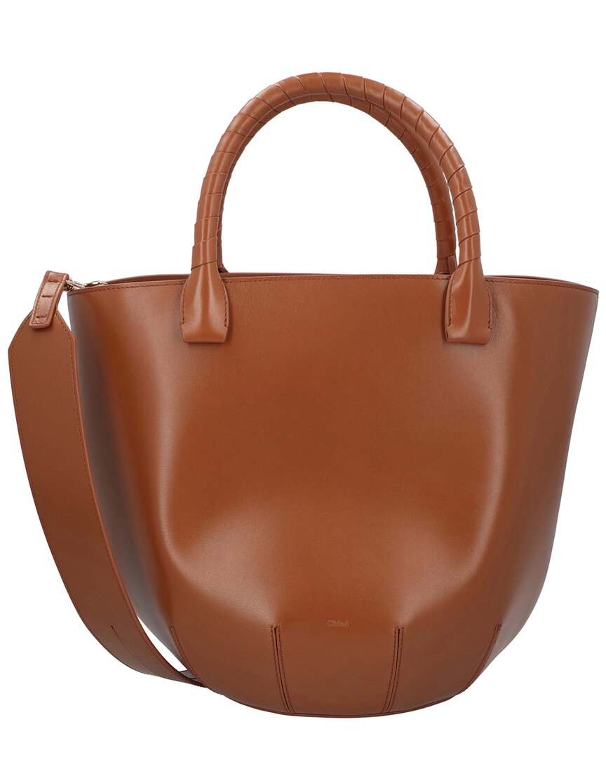 Chloé Brown Calfskin Sabia Basket Brown In Brown