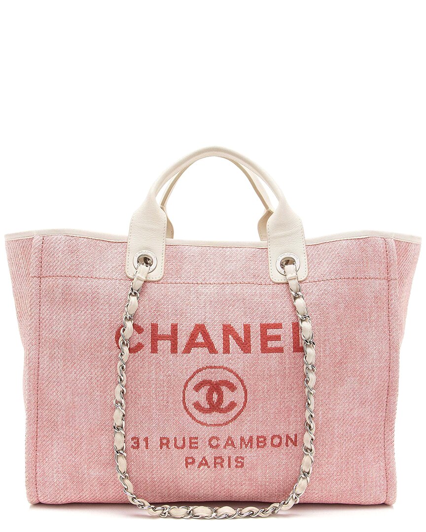 Pre-owned Chanel Woven Straw Deauville Medium Tote (authentic Pre-loved)