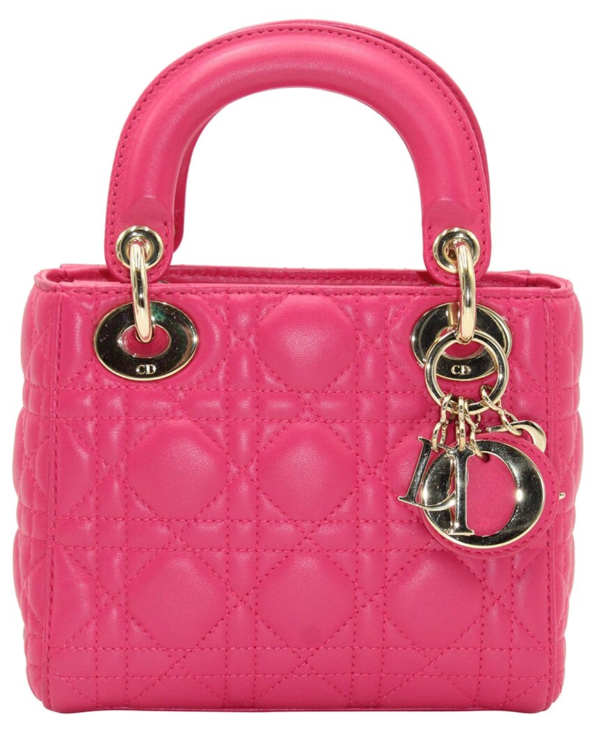 Dior Pink Cannage Lambskin Leather Lady Mini (authentic Pre-loved) In Pink