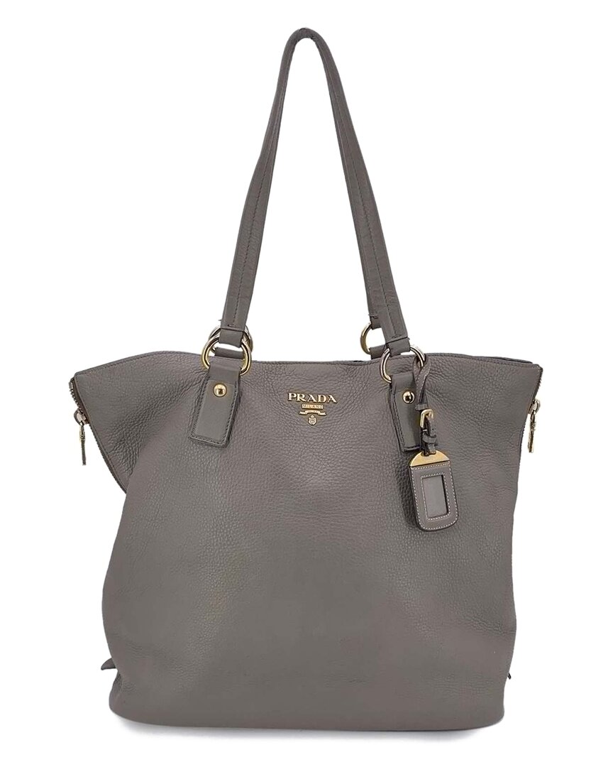 Prada Grey Leather Tote (authentic Pre-loved) In Gray
