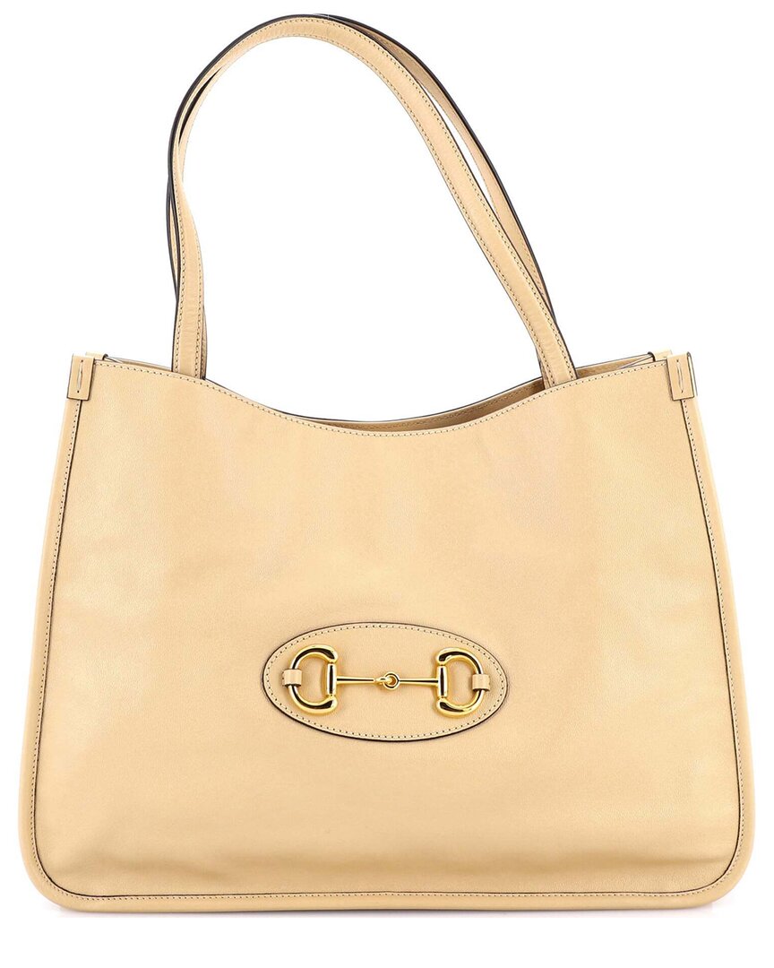 Gucci Horsebit 1955 Tote Leather Medium (authentic Pre-loved) In Neutral