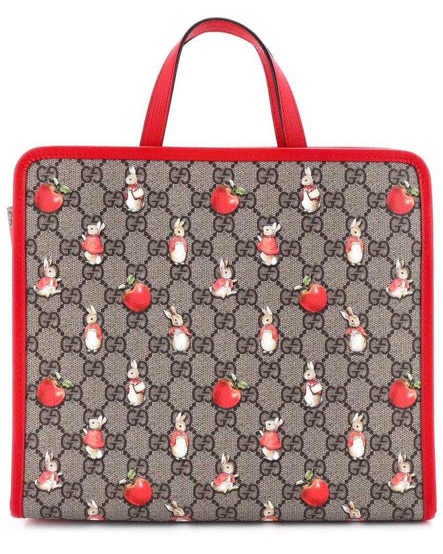 Gucci X Peter Rabbit Kid's Tote Printed Gg Coated Canvas (authentic Pre-loved) In Multi
