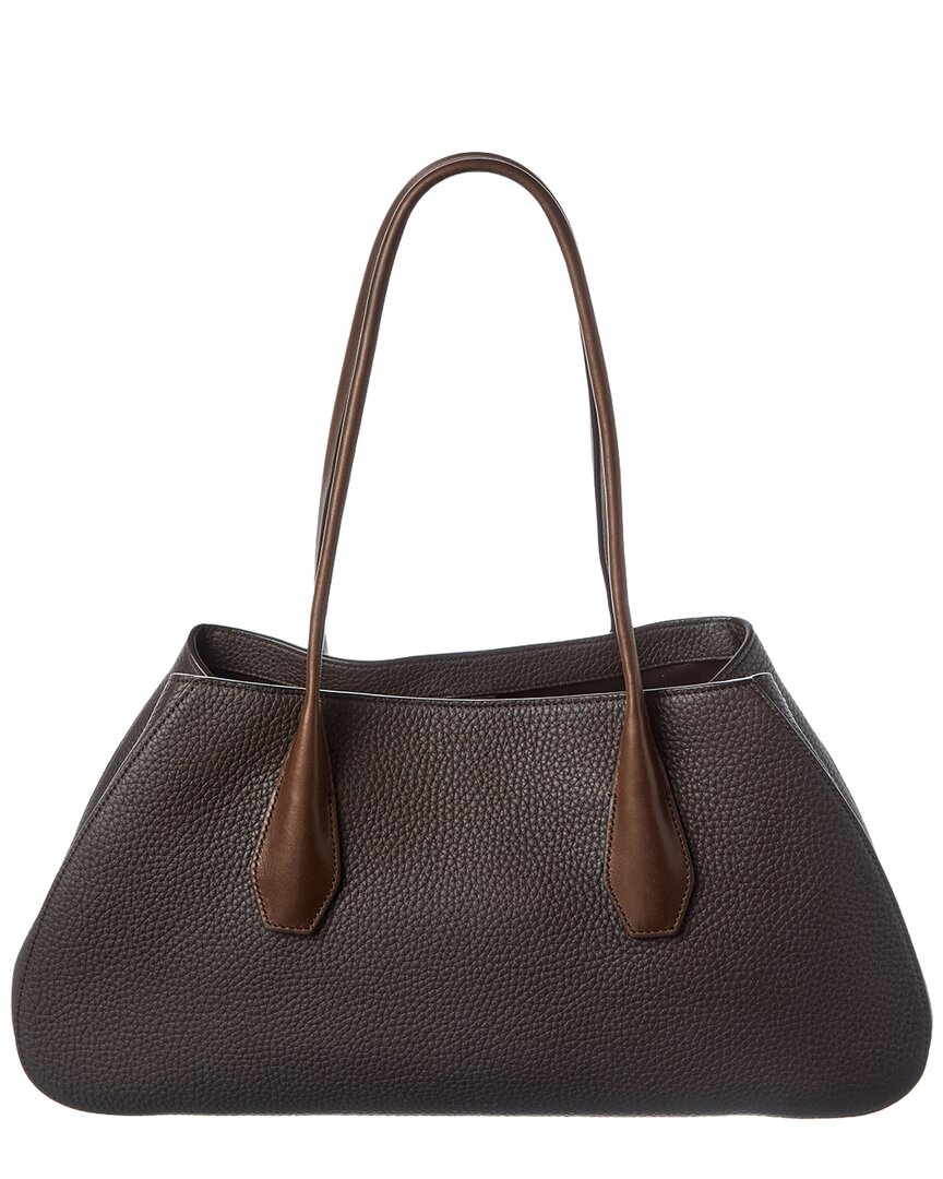 The Row Alger Leather Shoulder Bag In Brown