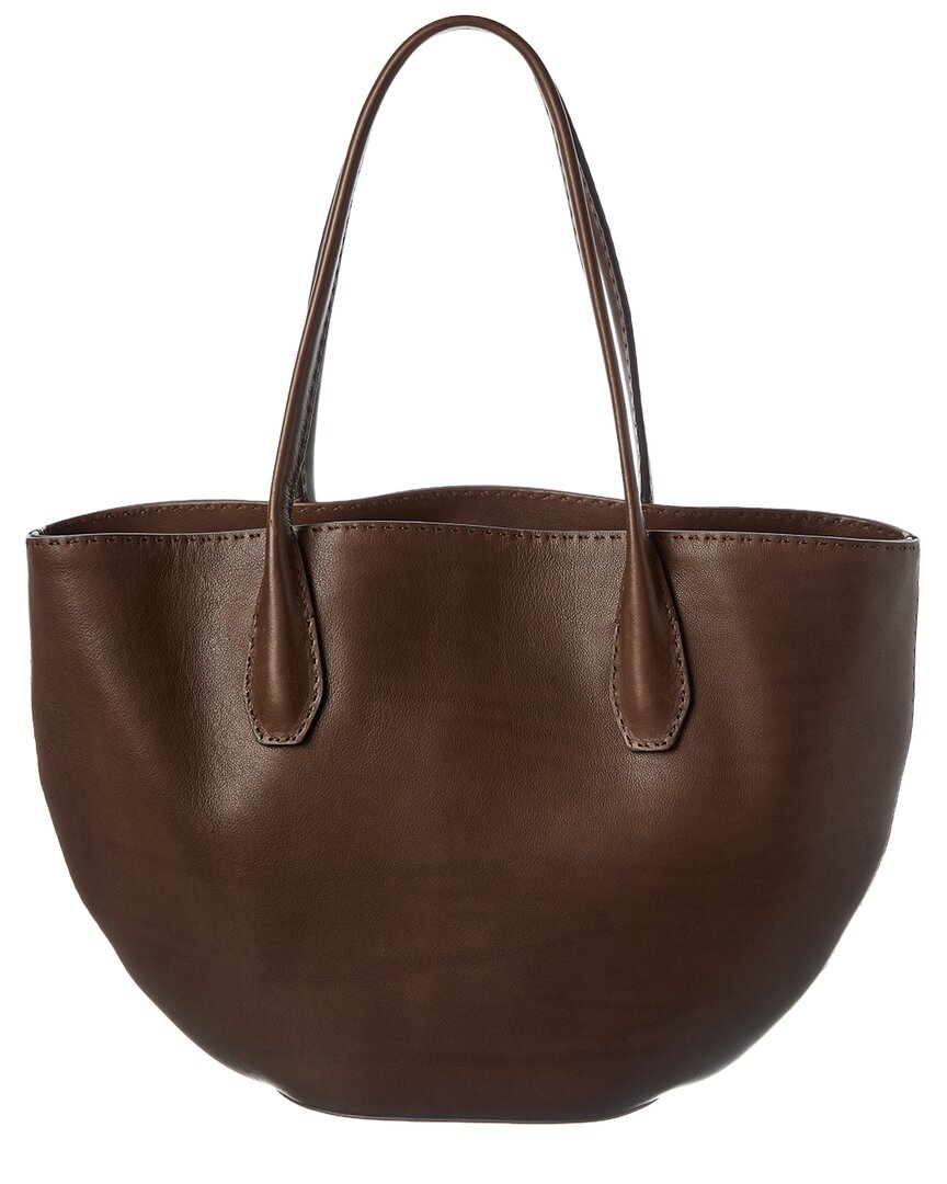 The Row Alger Leather Tote In Brown
