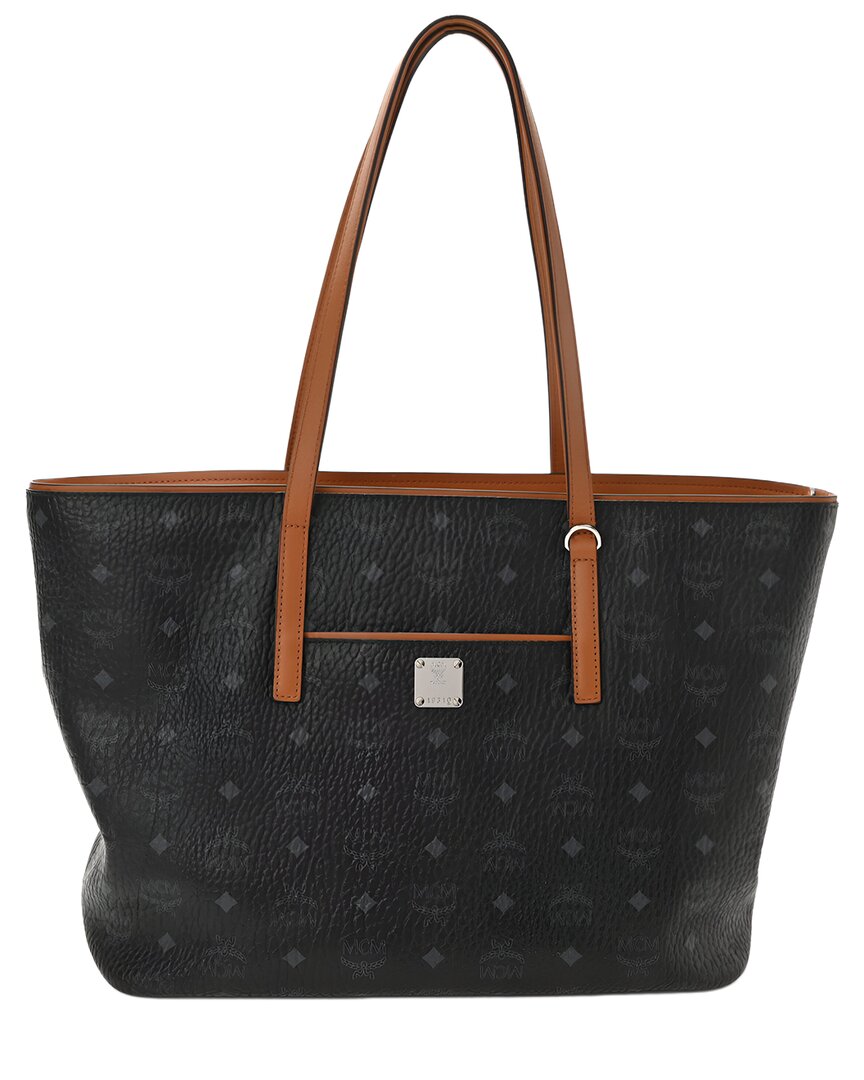 Mcm Coated Canvas Tote In Black